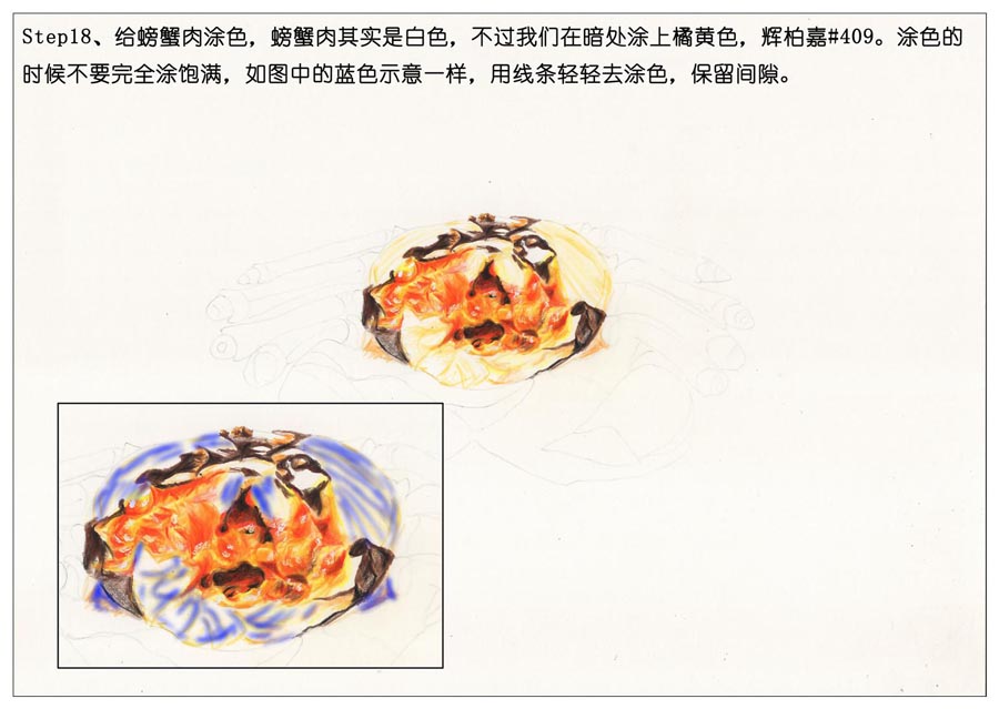 彩色铅笔画之手绘美食大闸蟹