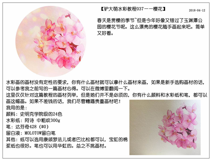 绘制水彩风格的樱花作品