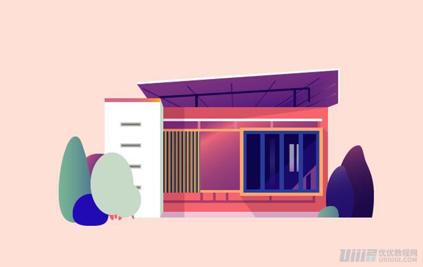 Illustrator绘制扁平化风格的建筑图