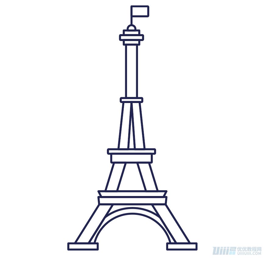 Illustrator制作卡通风格的法国建筑图