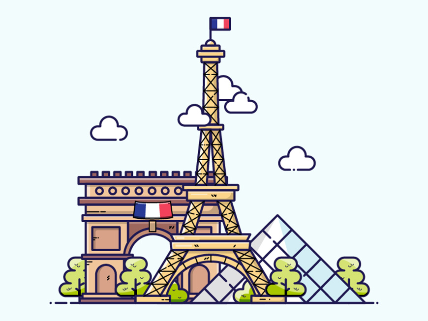 Illustrator制作卡通风格的法国建筑图