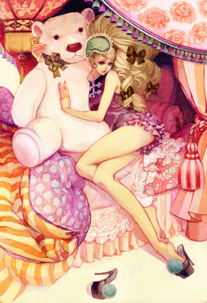 日本插画师时尚唯美的女孩插画设计