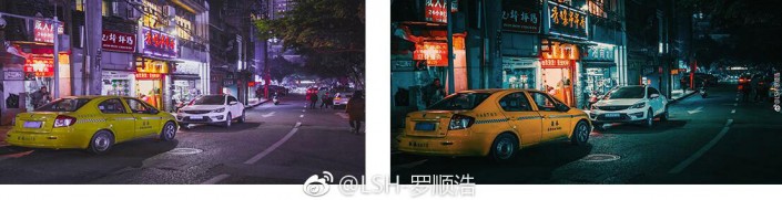 LR调出橙色风格的港风城市街道场景