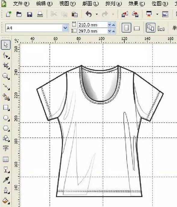 Coreldraw详细解析女士T恤的款式图画法