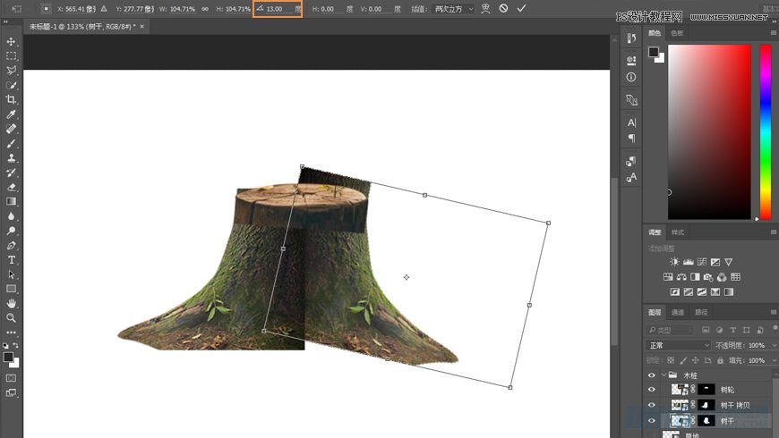 Photoshop合成森林中马灯下的小动物