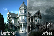 使用PS把豪华别墅打造成阴森恐怖效果的鬼屋