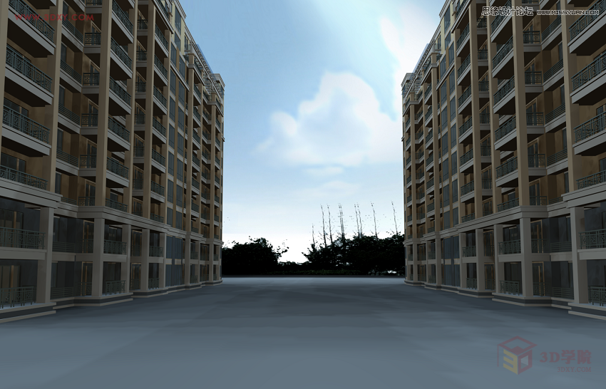 3DMAX给室外建筑楼房单体渲染效果