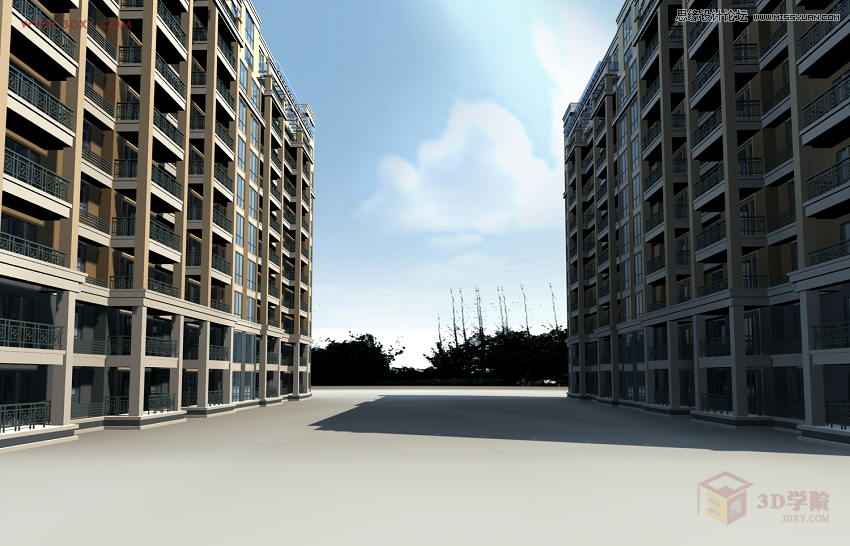 3DMAX给室外建筑楼房单体渲染效果