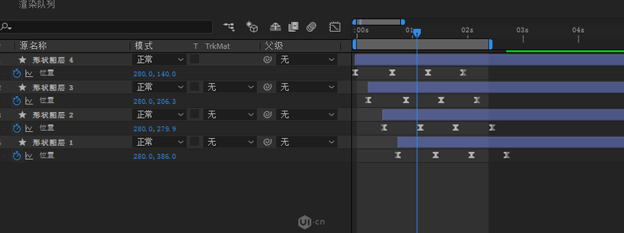 AE制作流畅的图形有顺序移动动画效果