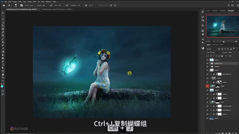 Photoshop合成梦幻仙境场景的精灵仙子