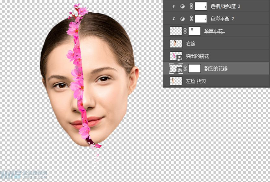 Photoshop合成创意头像长出花朵效果