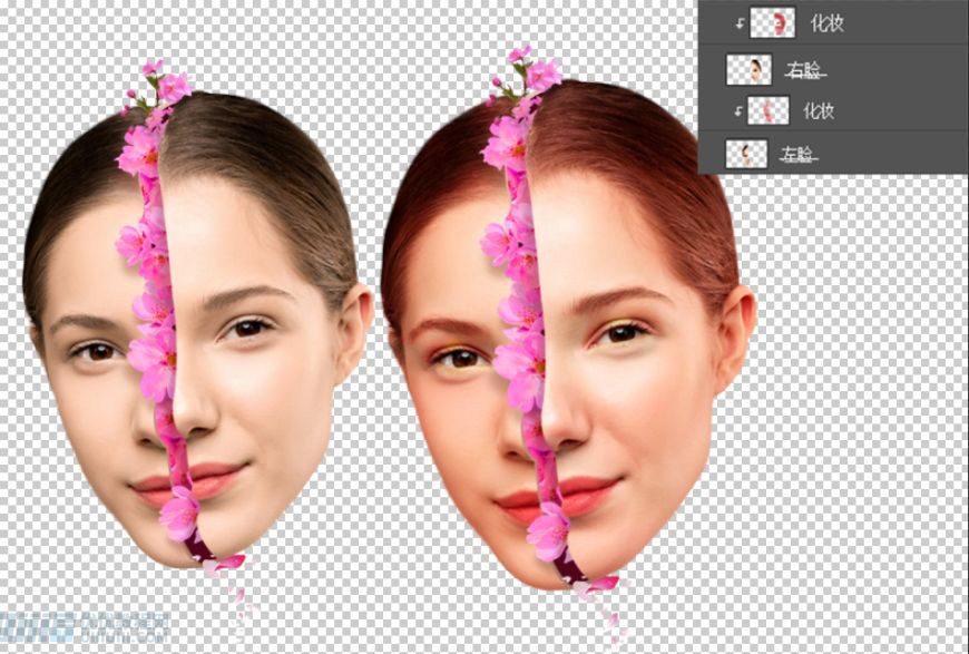 Photoshop合成创意头像长出花朵效果