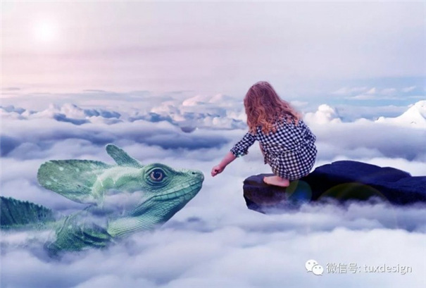 Photoshop创意在山顶召唤神兽的女孩图片合成教程