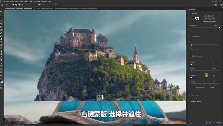Photoshop合成创意的乌龟背着城堡效果图