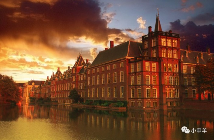 Photoshop快速给建筑照片添加傍晚效果