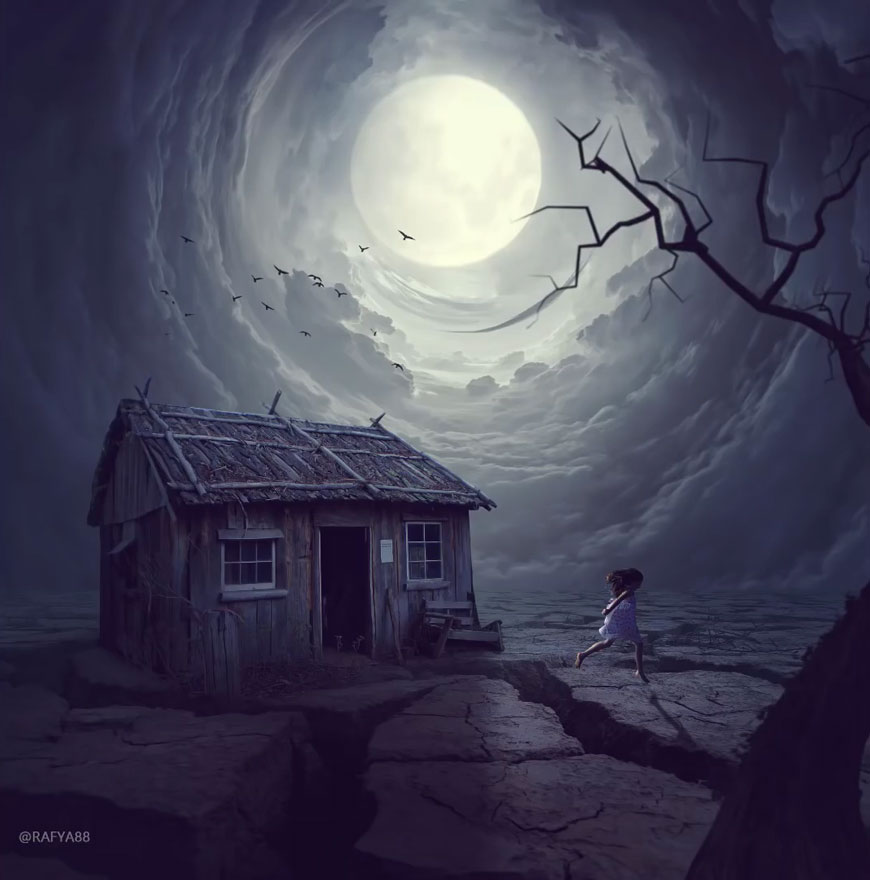 Photoshop制作月光下的少女场景图片合成教程