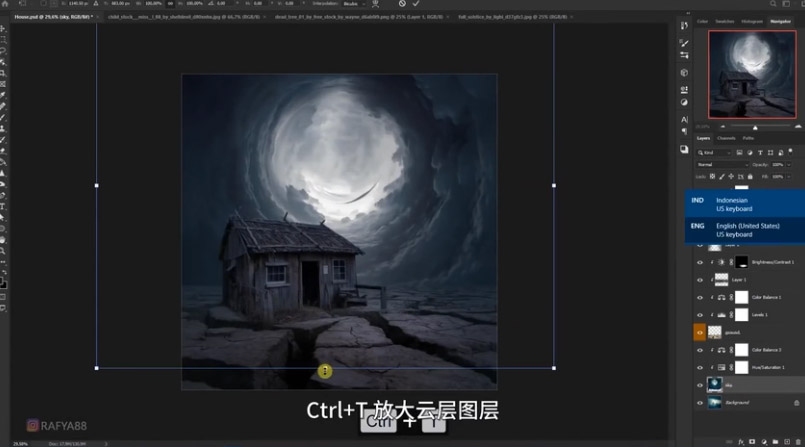 Photoshop合成月光下的少女场景
