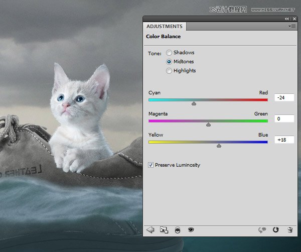 创意合成：用PS合成水中漂流的可爱猫咪